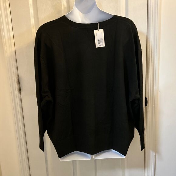 NWT A New Day Women’s Plus 4X Black V-Neck Button Front Cardigan Drop Shoulder - Picture 2 of 16